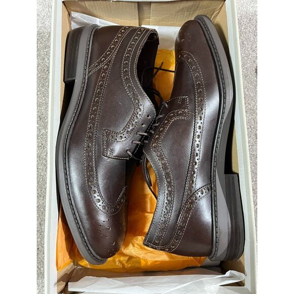 Dunham Mens Grayson Dun Oxford Shoes DAW03BR Wingtip Leather Brown Size 9 2E - Picture 2 of 11